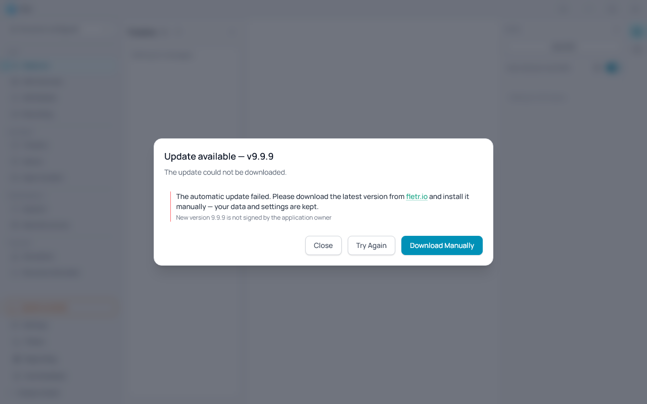 Update dialog error state